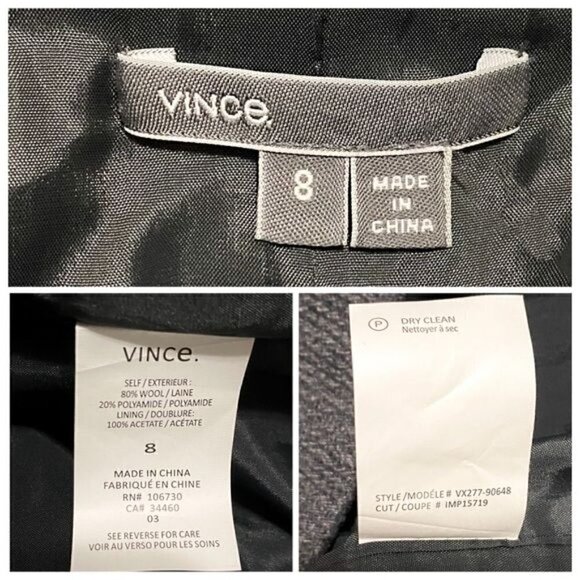 Vince Gray Wool Back Pleat Jacket/Coat , size 8 - Picture 10 of 12